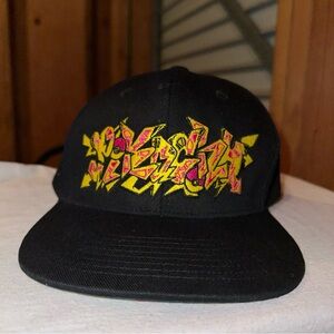 Pokemon Limited Edition Pikachu Graffiti Art Snapback Hat Shibuya Black Rare